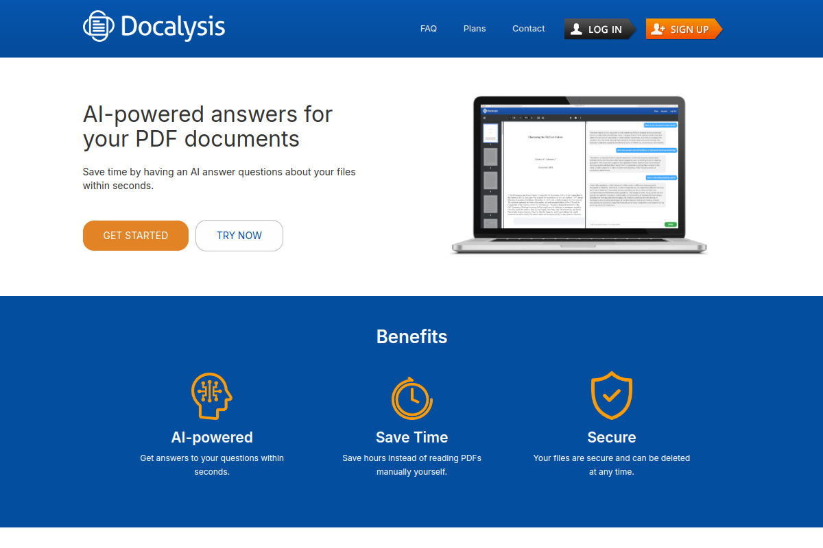 Screenshot of the Docalysis website