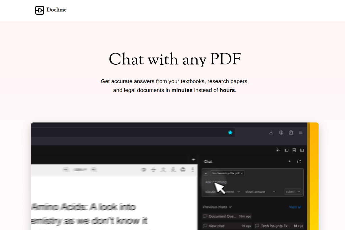 Screenshot of the Doclime website