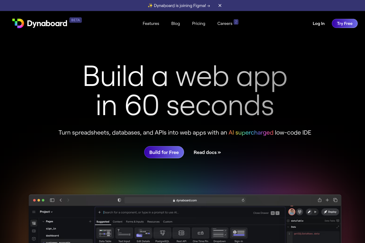 Screenshot of the Dynaboard AI website