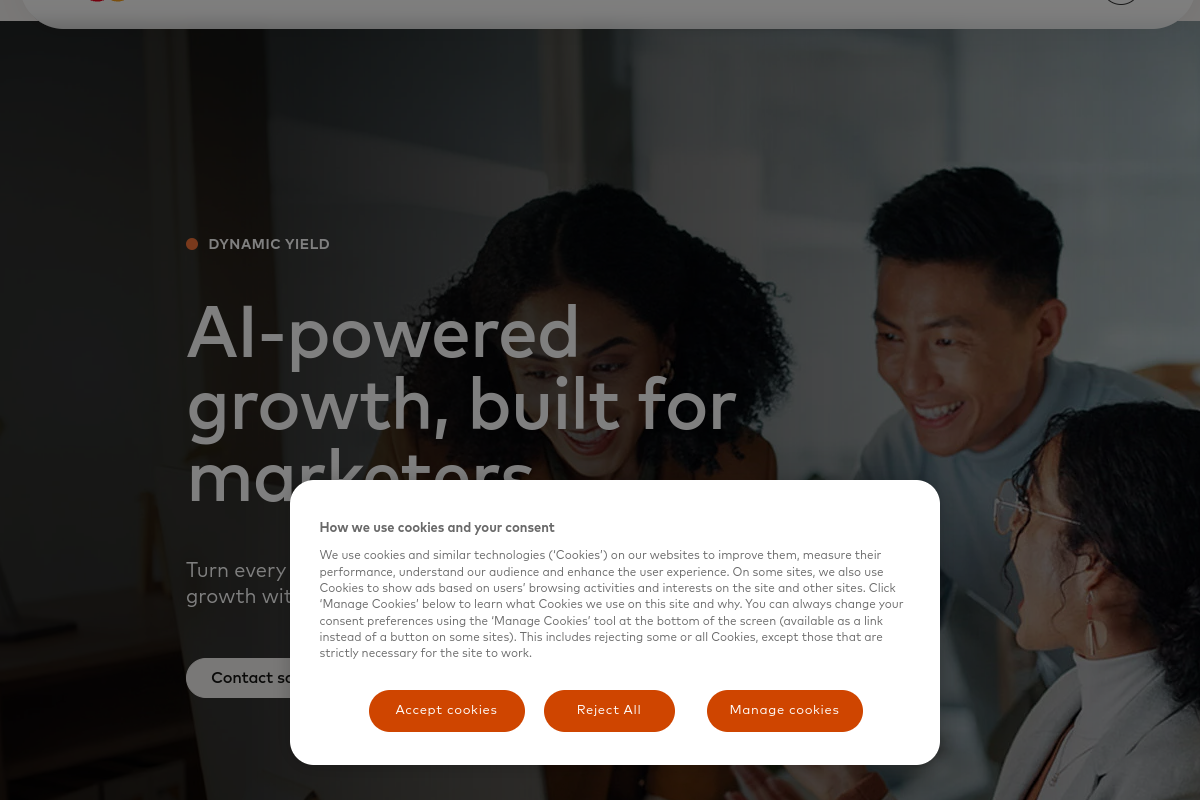 Screenshot of the Shopping Muse by Dynamic Yield website