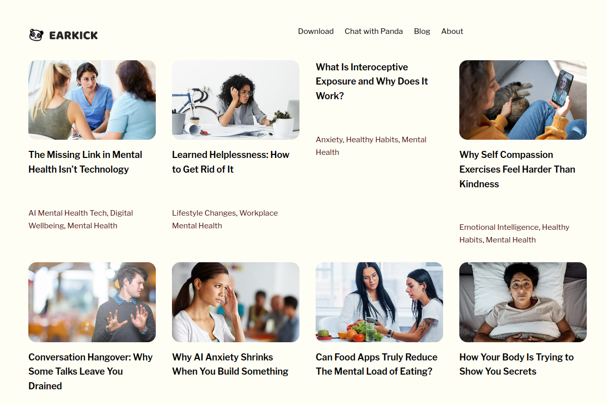 Screenshot of the Earkick website