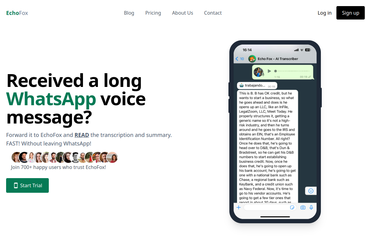 Screenshot of the EchoFox website