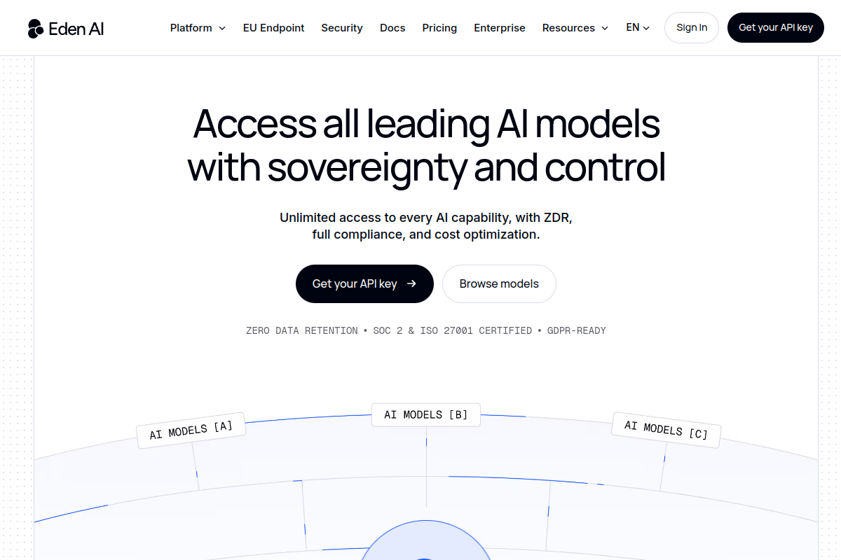 Screenshot of the Eden AI website