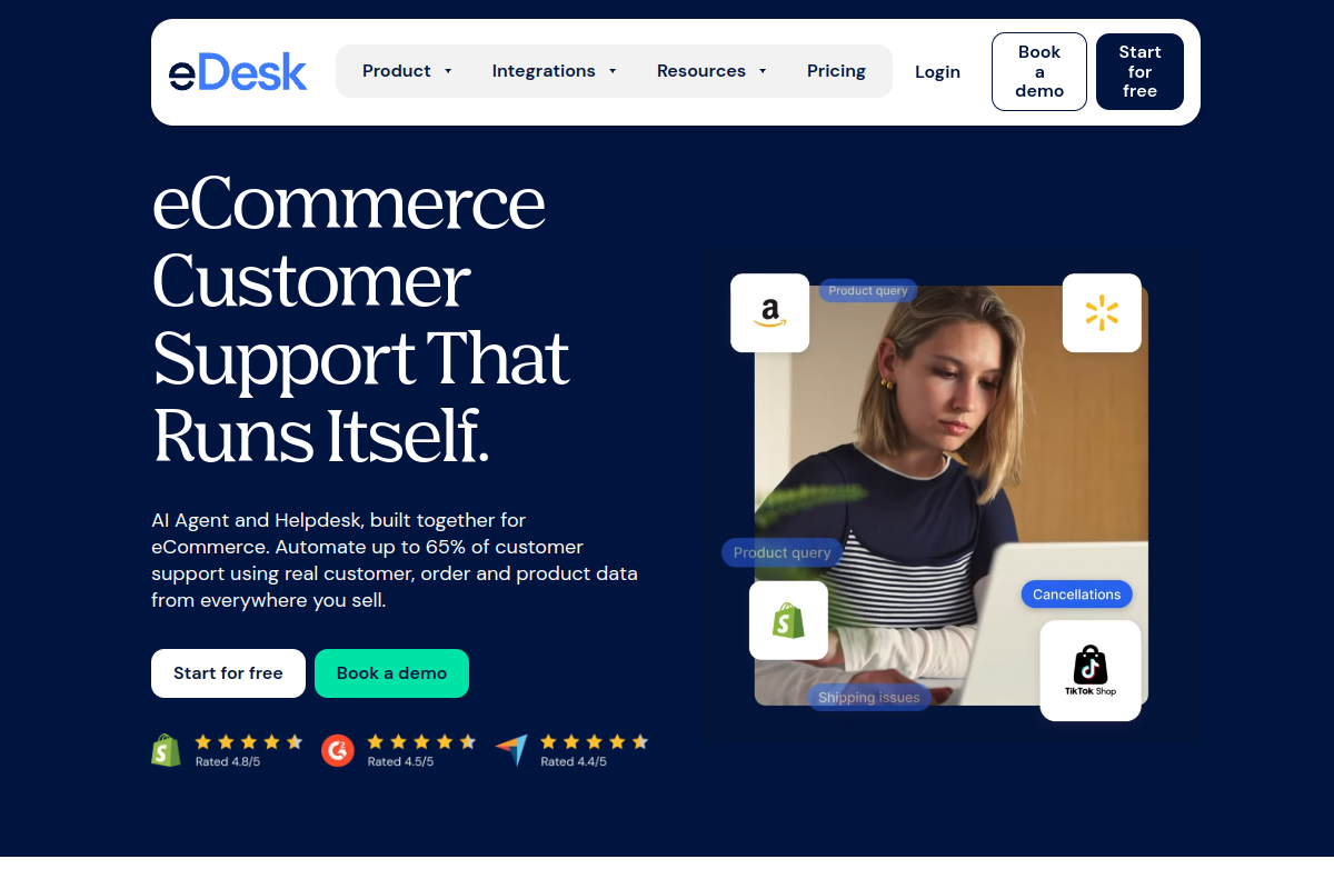 Screenshot of the eDesk website
