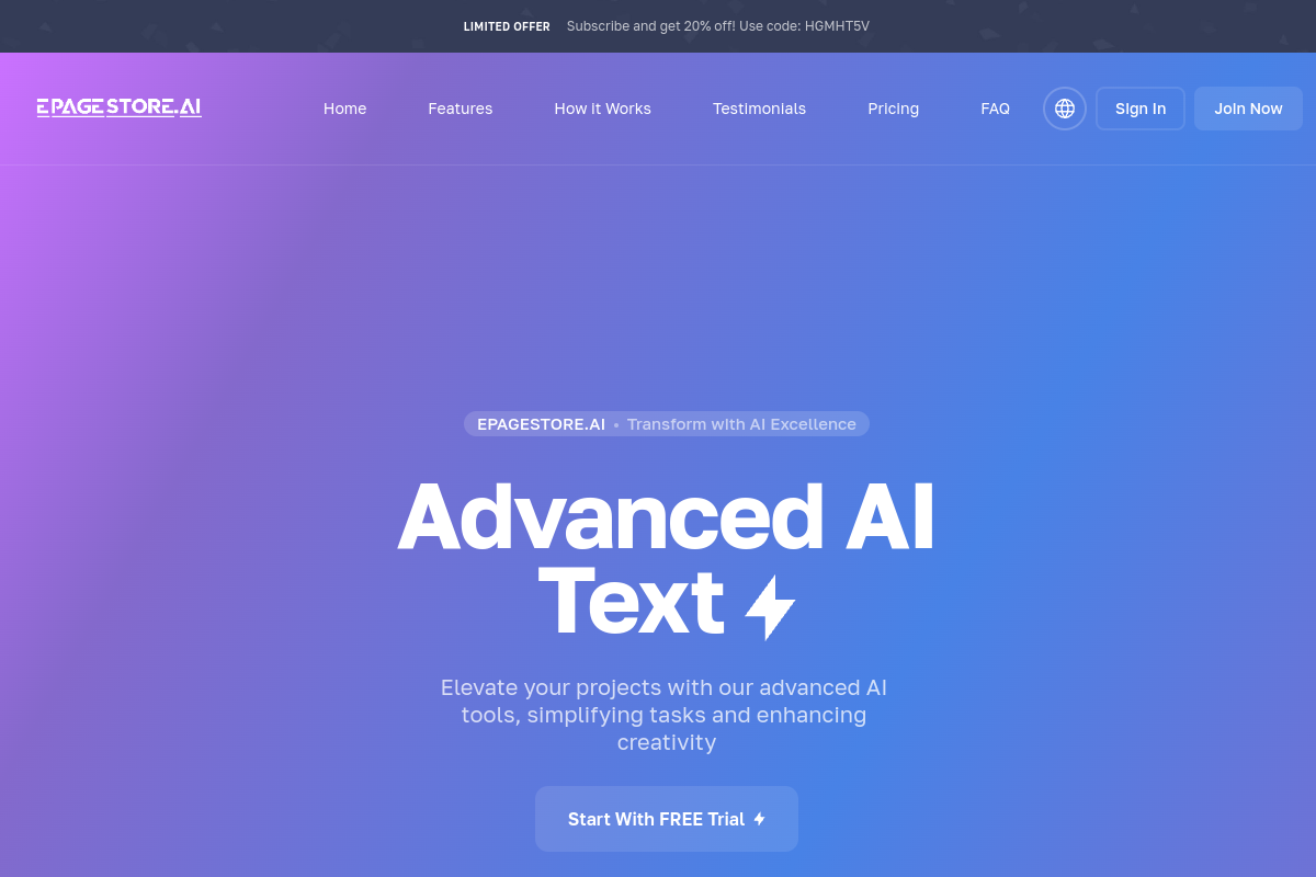 Screenshot of the Epagestore website