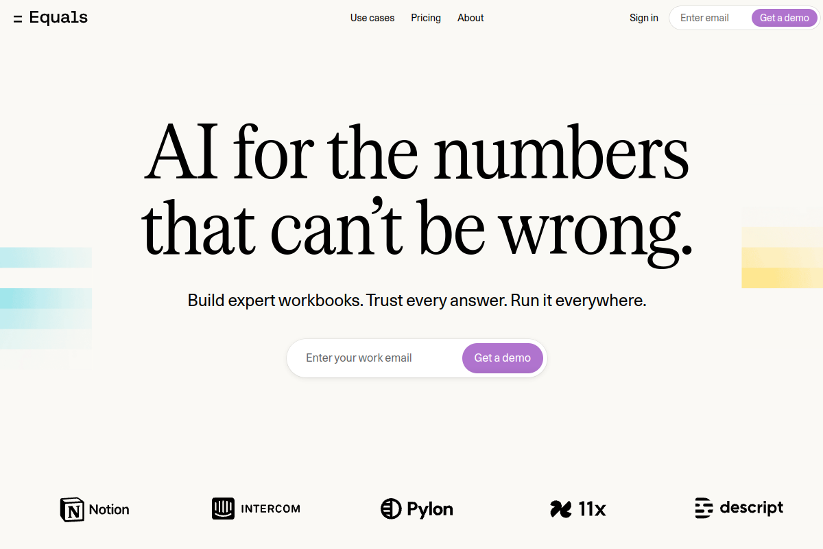 Screenshot of the Equals website