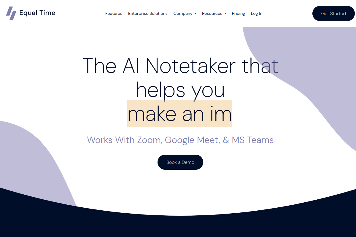 Screenshot of the Equal Time website