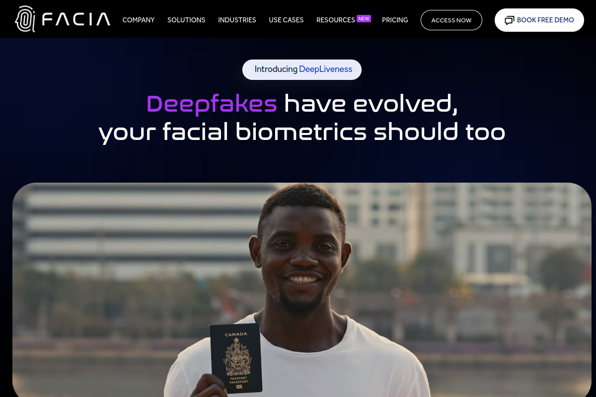 Screenshot of the Facia AI website