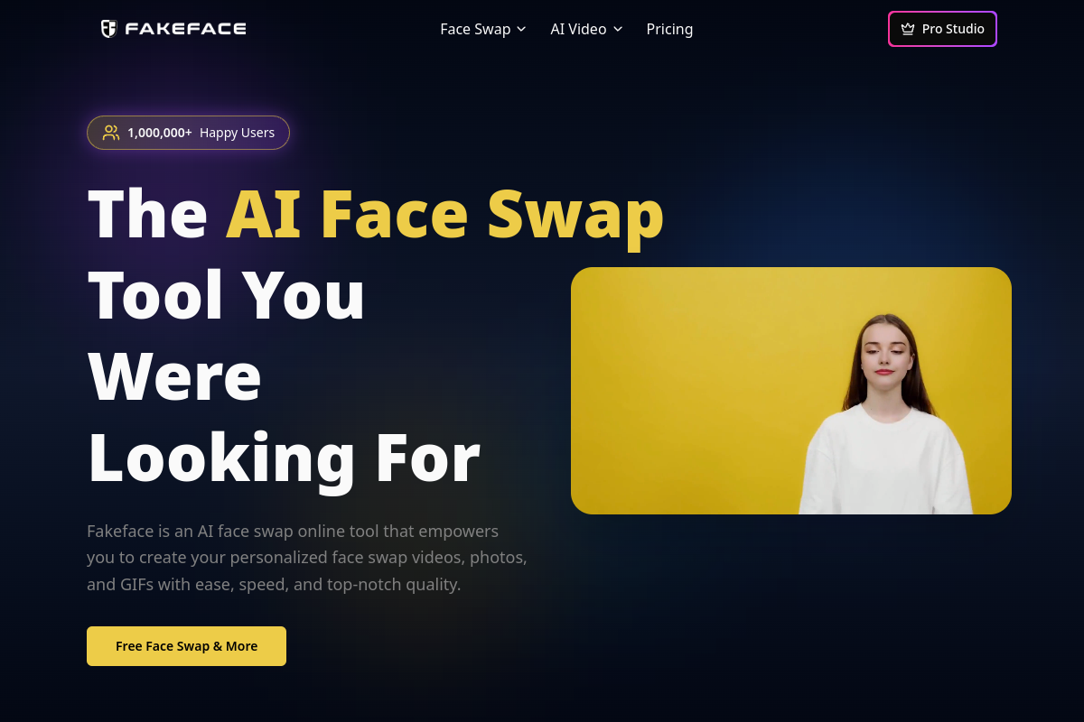 Screenshot of the Fakeface website