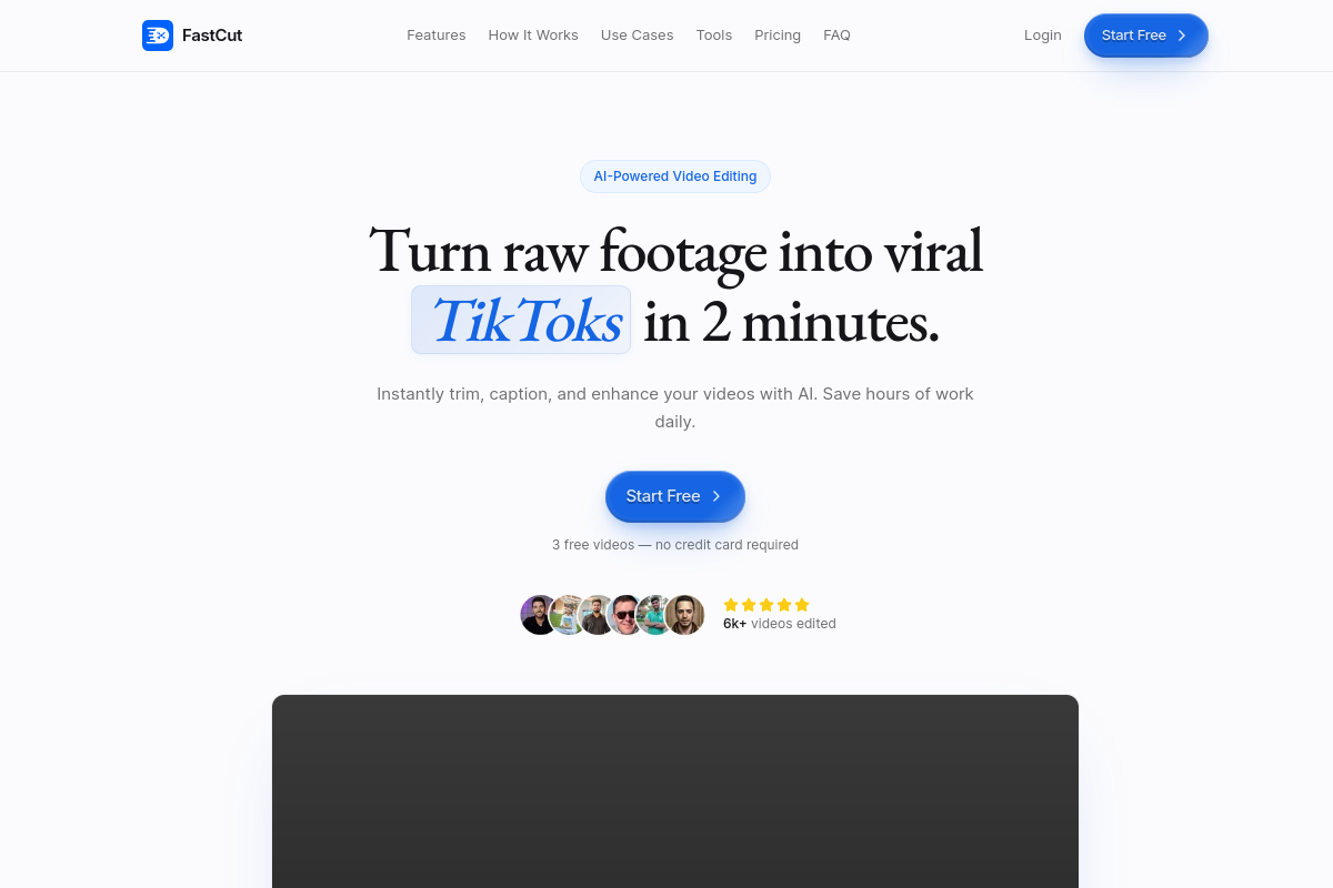 Screenshot of the FastCut website