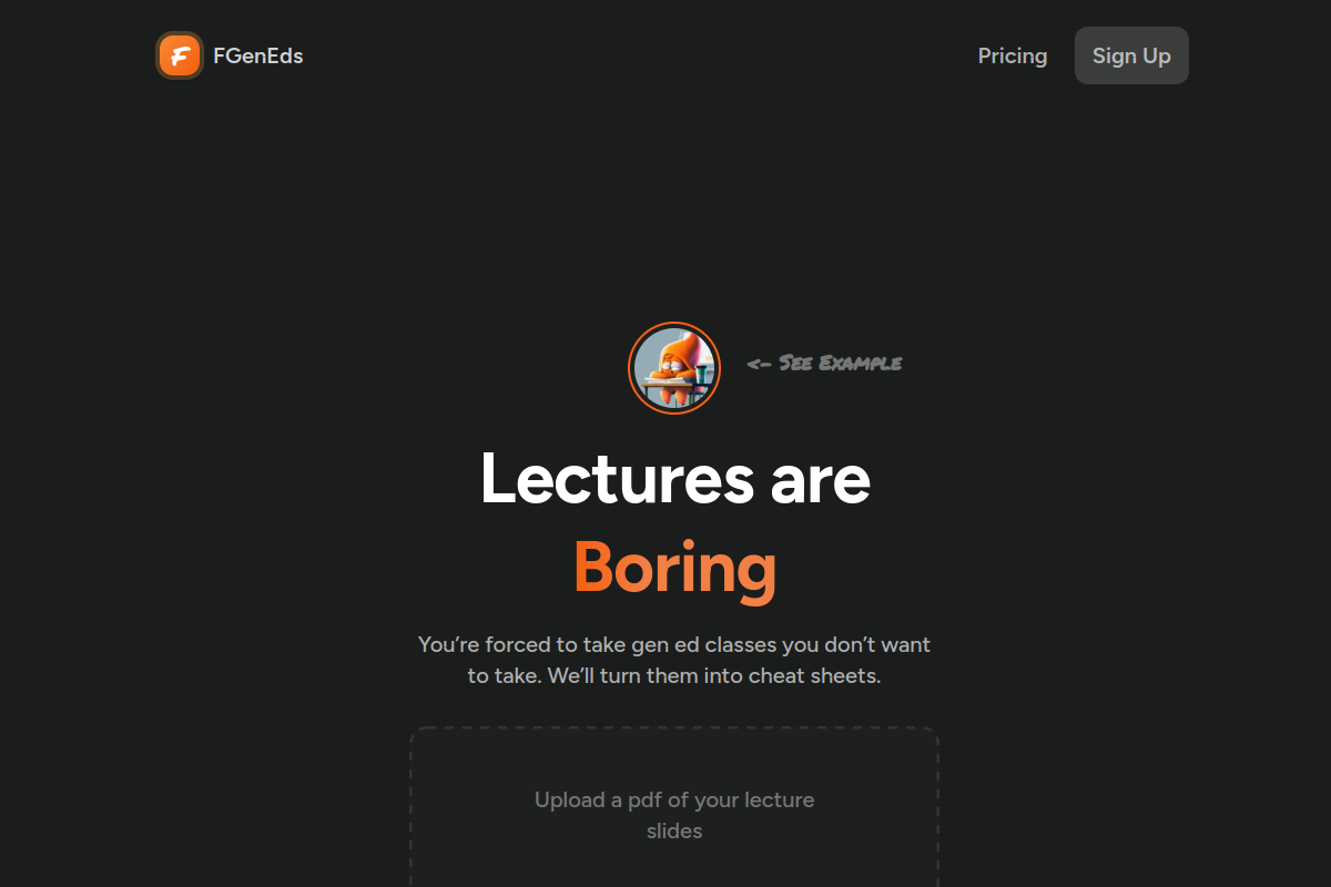Screenshot of the FGenEds website