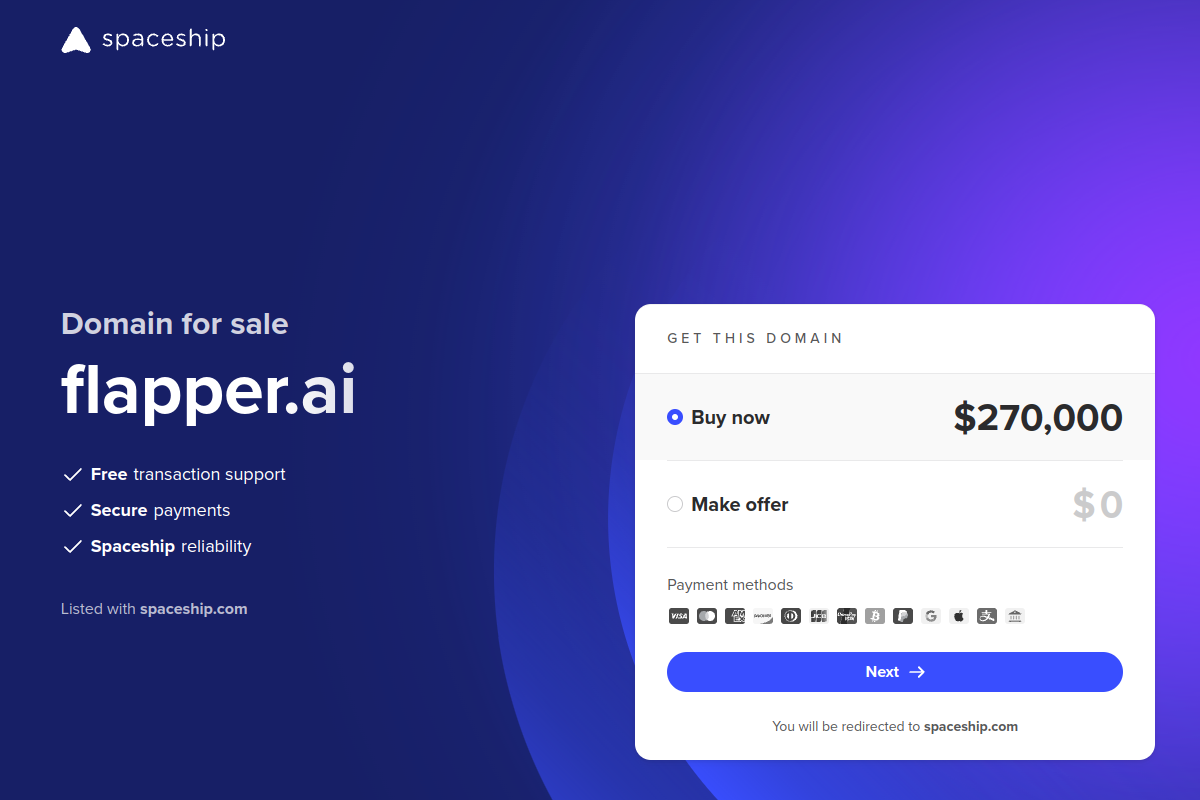 Screenshot of the Flapper website