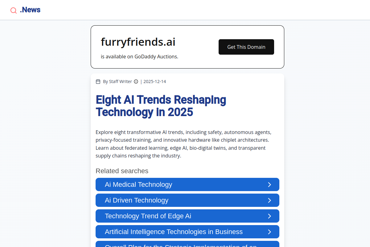 Screenshot of the Furryfriends website