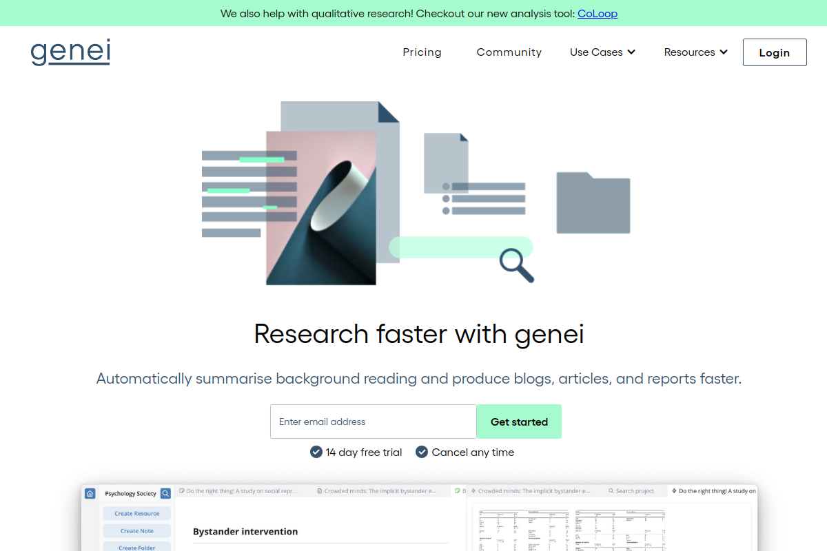 Screenshot of the Genei website