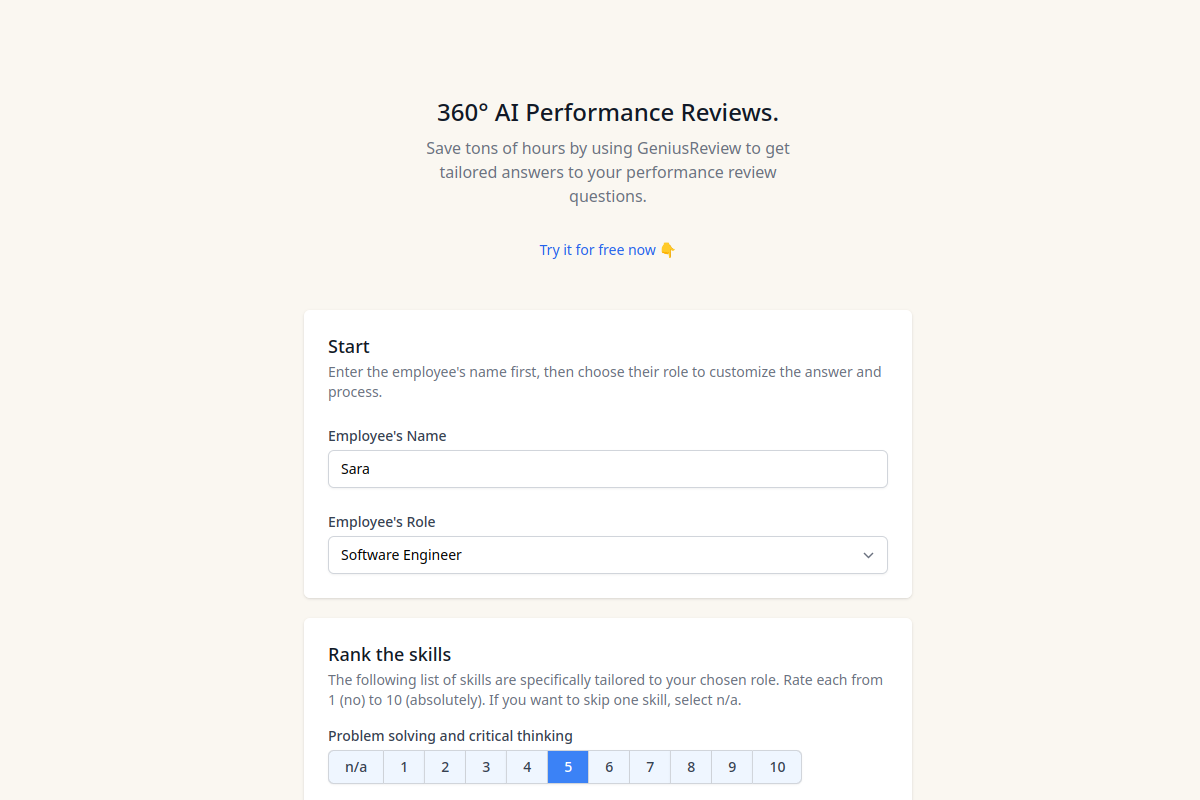 Screenshot of the GeniusReview website