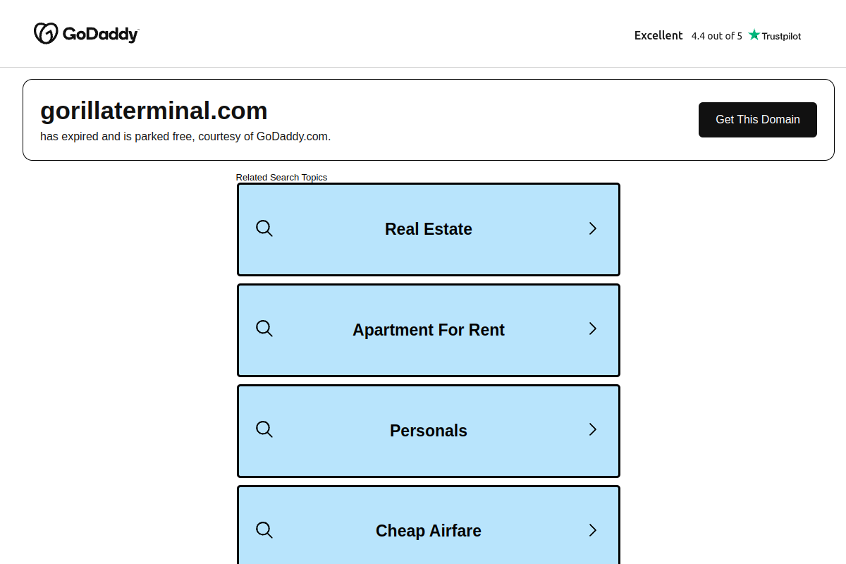 Screenshot of the Gorilla Terminal website