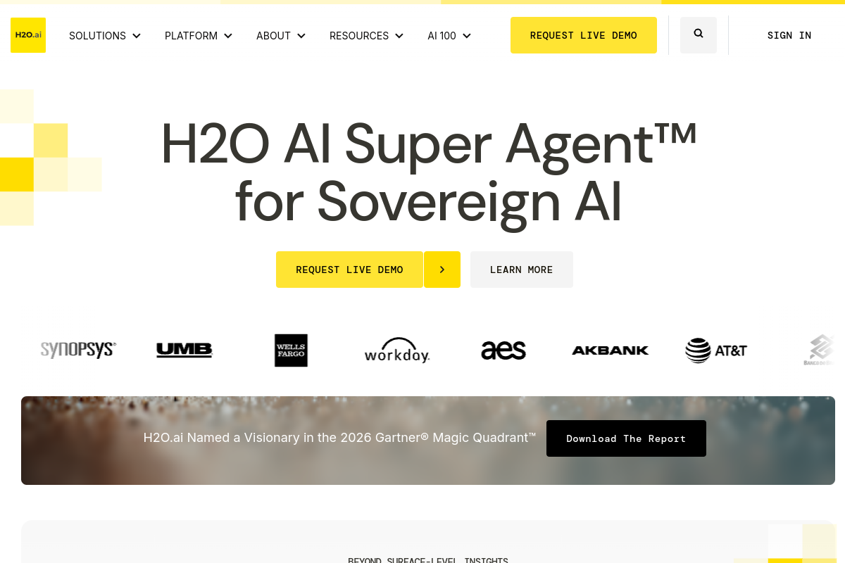 Screenshot of the H2O.ai website
