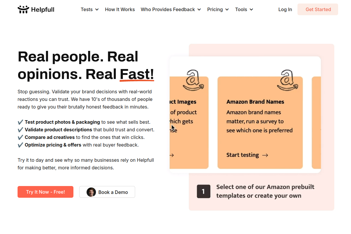 Screenshot of the Helpfull website
