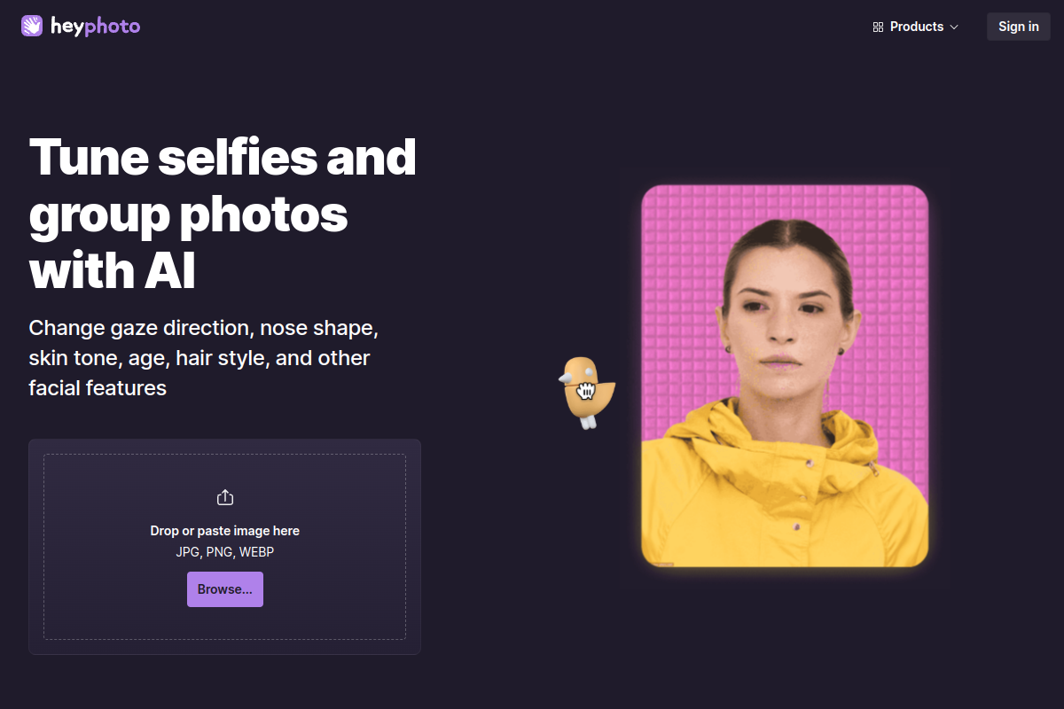 Screenshot of the HeyPhoto website