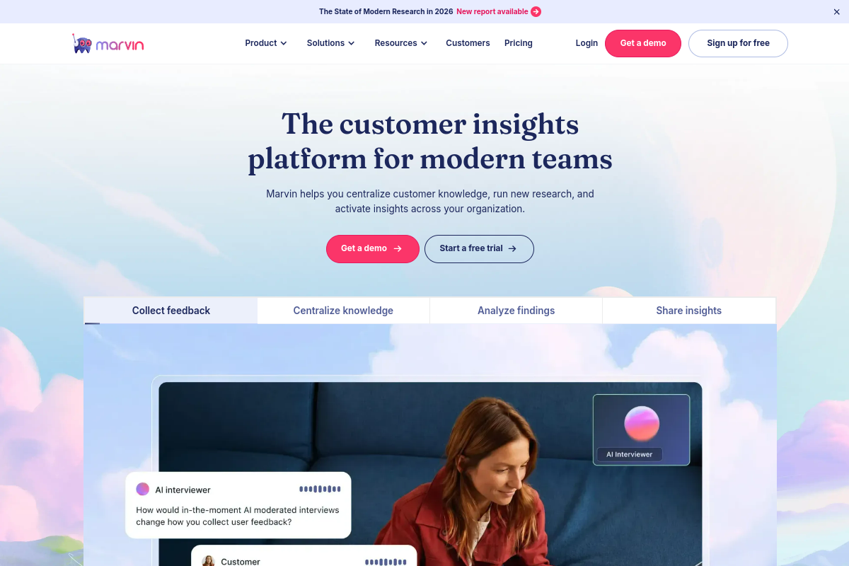 Screenshot of the HeyMarvin website