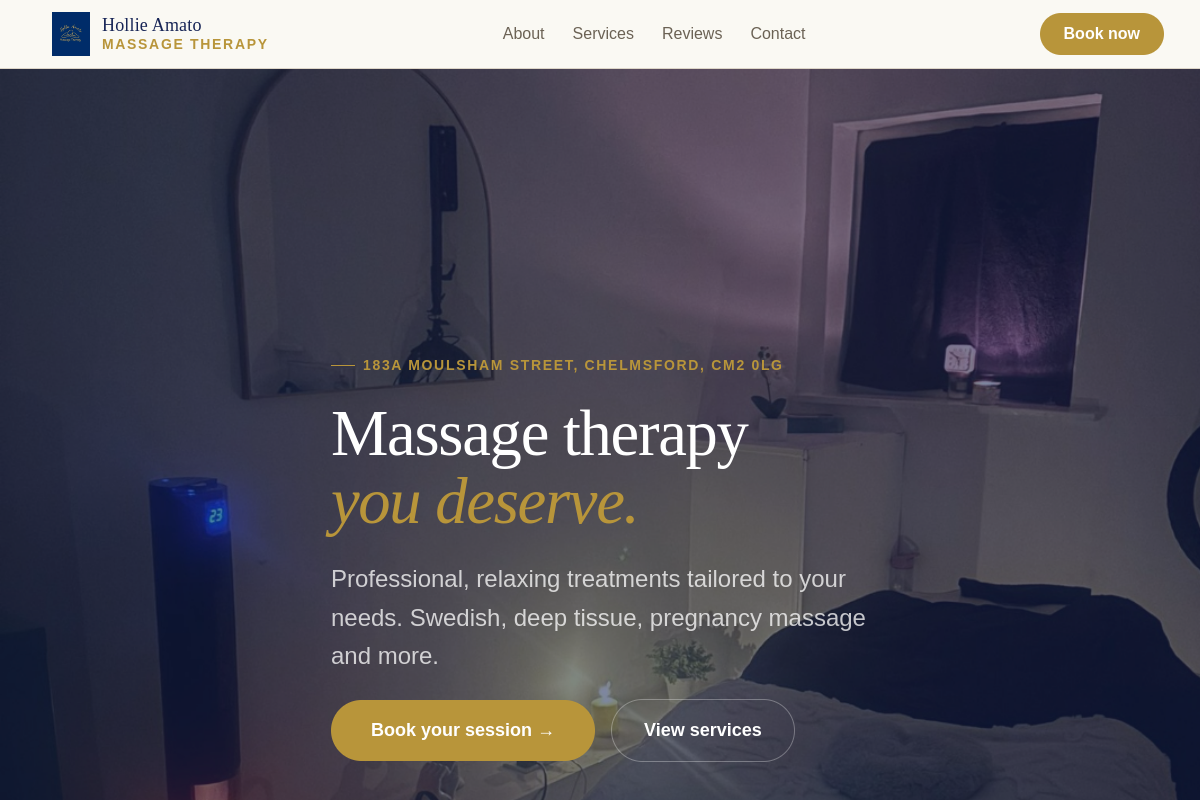 Hollie Amato Massage Therapy website preview