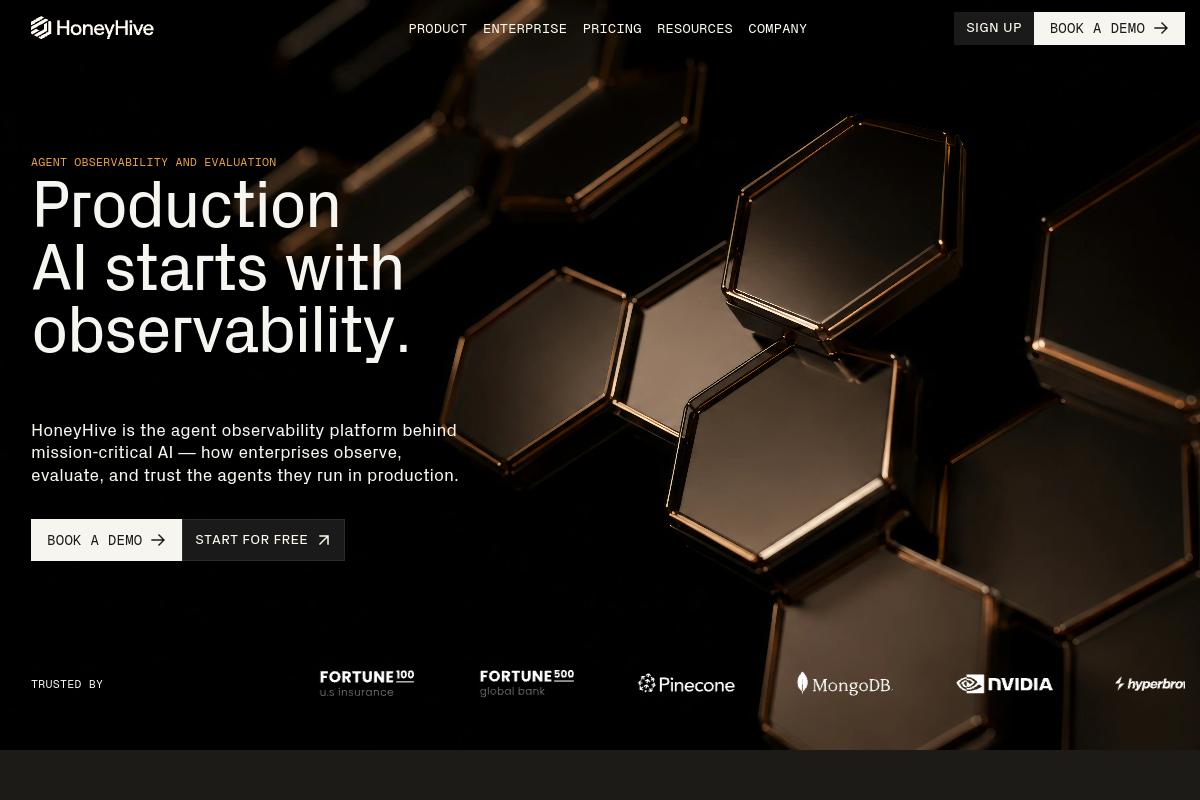 Screenshot of the HoneyHive website