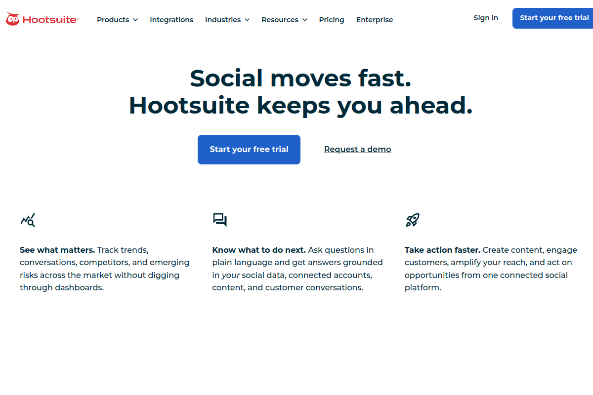 Screenshot of the Hootsuite Insights website