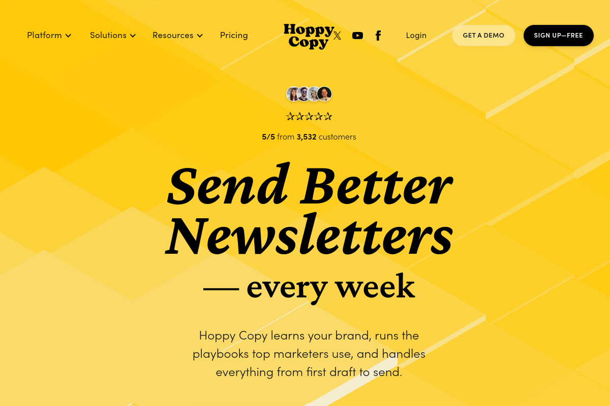 Screenshot of the Hoppy Copy website