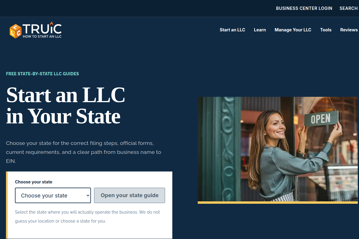 Screenshot of the Truic website