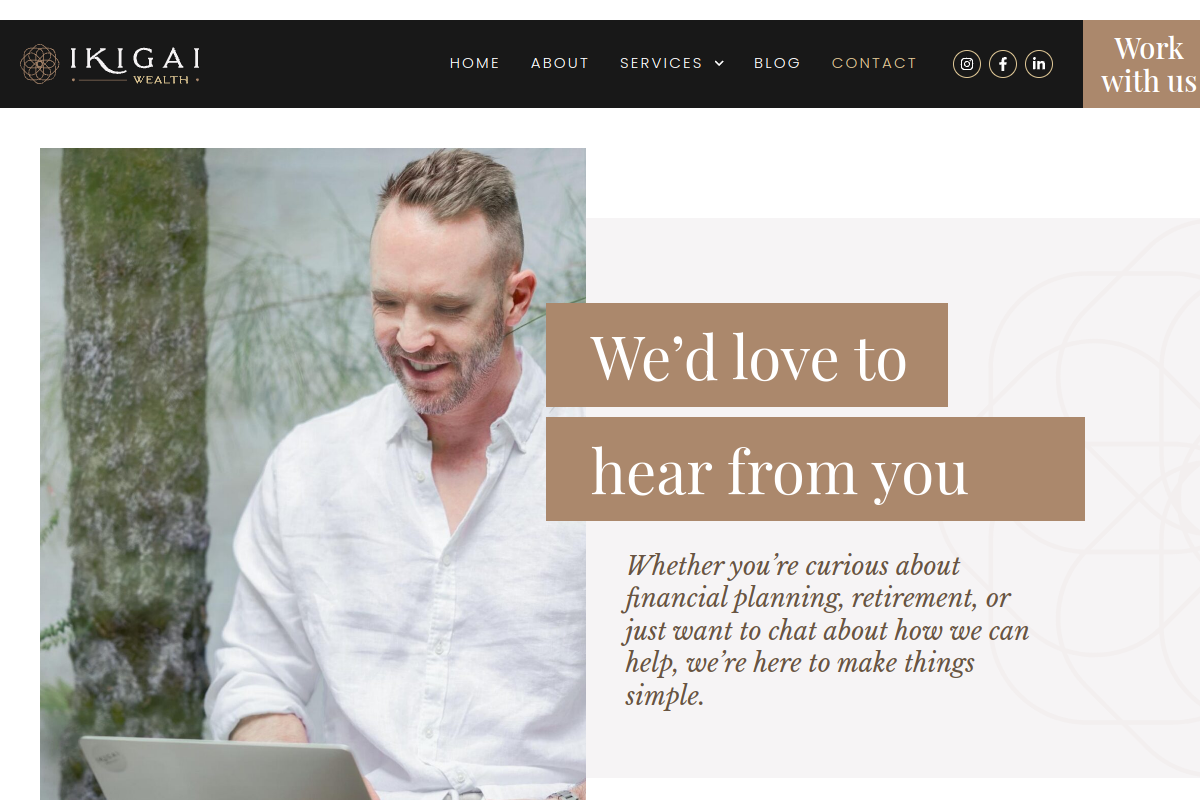Screenshot of Contact Ikigai Wealth | Brisbane Financial Advisers