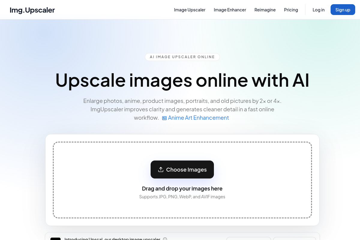 Screenshot of the AI Image Upscaler website