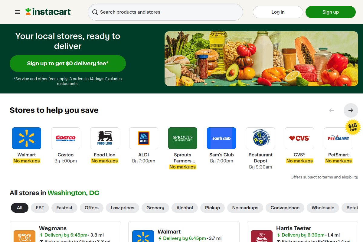 Screenshot of the Instacart ChatGPT plugin website