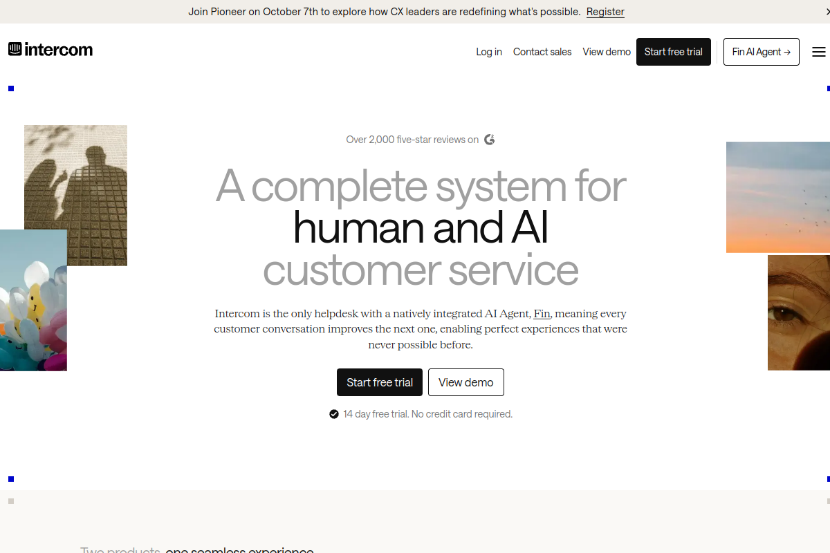 Screenshot of the Fin by Intercom website