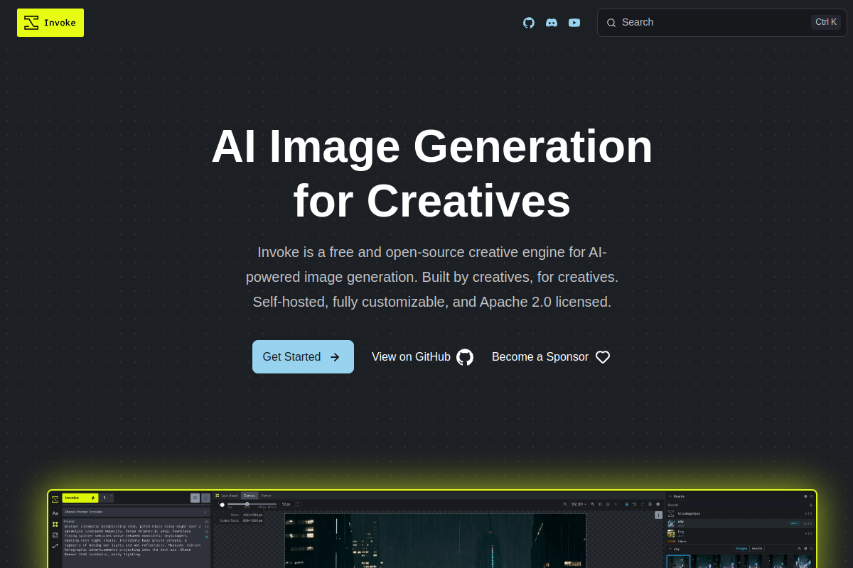 Screenshot of the Invoke AI website