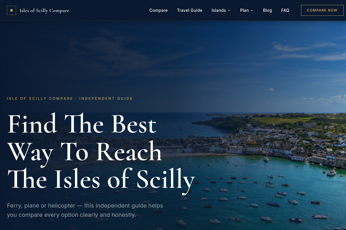Scilly Compare travel information website homepage