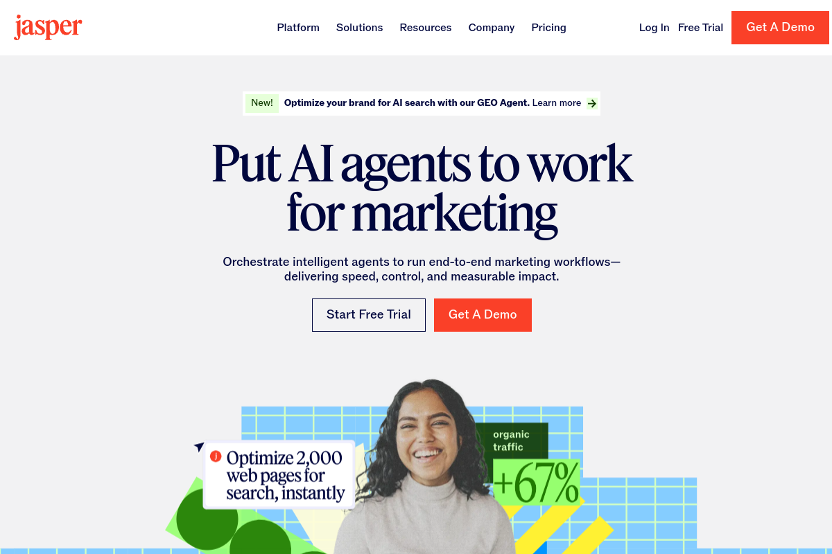 Screenshot of the Jasper website