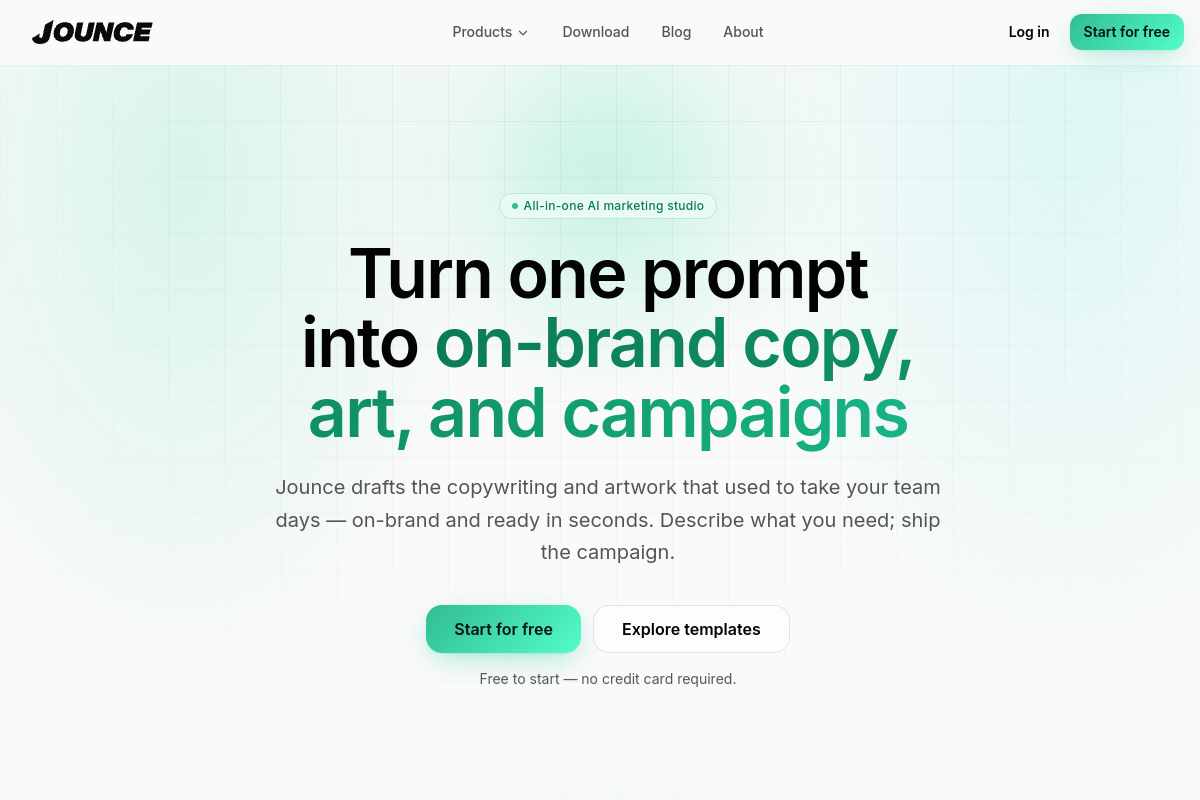 Screenshot of the Jounce website