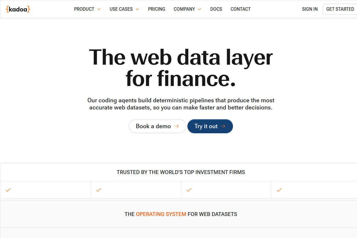 Screenshot of the Kadoa website