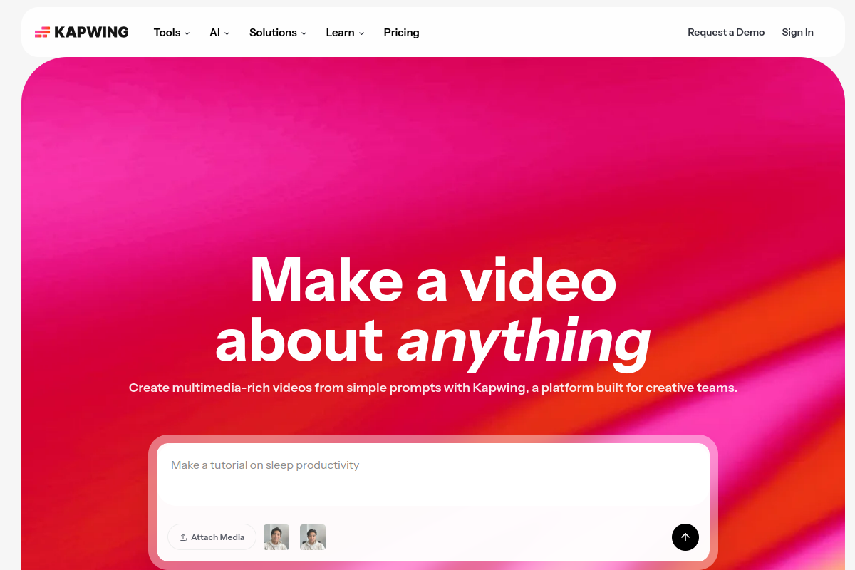 Screenshot of the Kapwing website