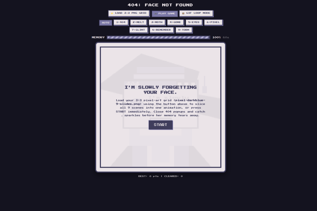 Screenshot of 404: Face Not Found