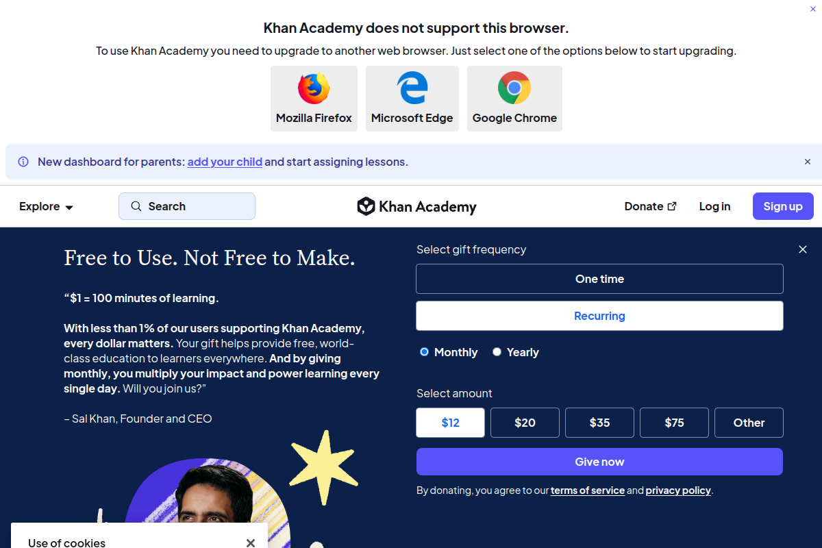 Screenshot of the Khan Academy - Khan Labs website