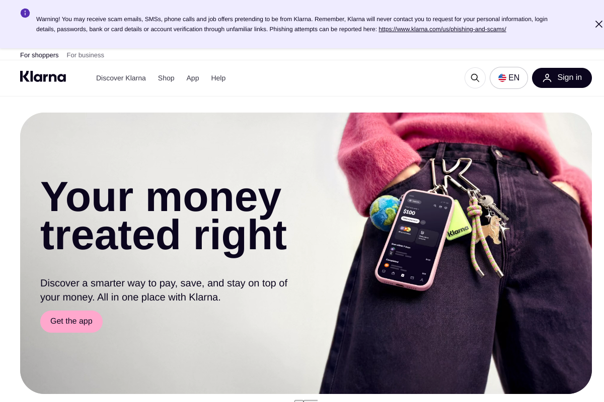 Screenshot of the Klarna ChatGPT plugin website