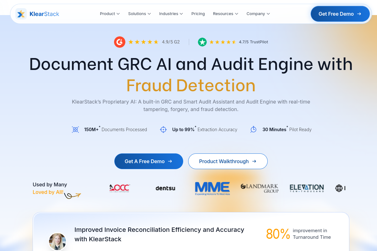 Screenshot of the KlearStack website