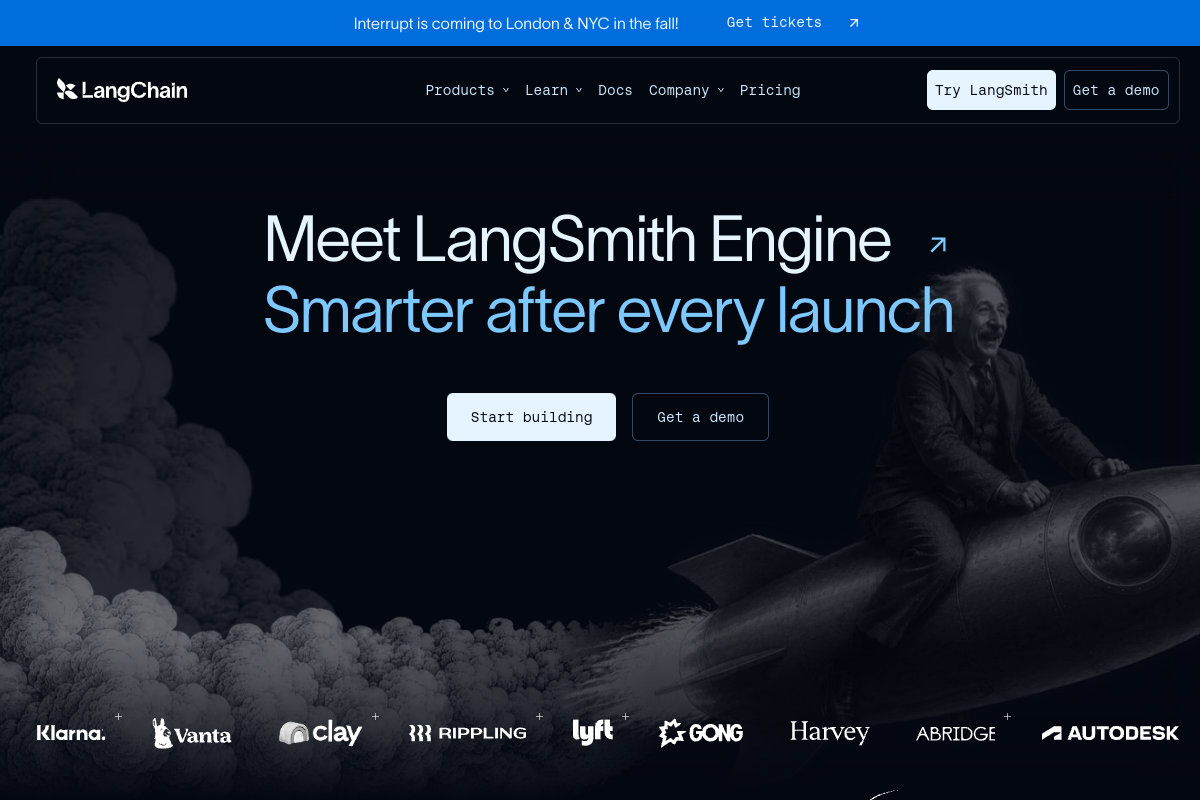 Screenshot of the LangSmith website