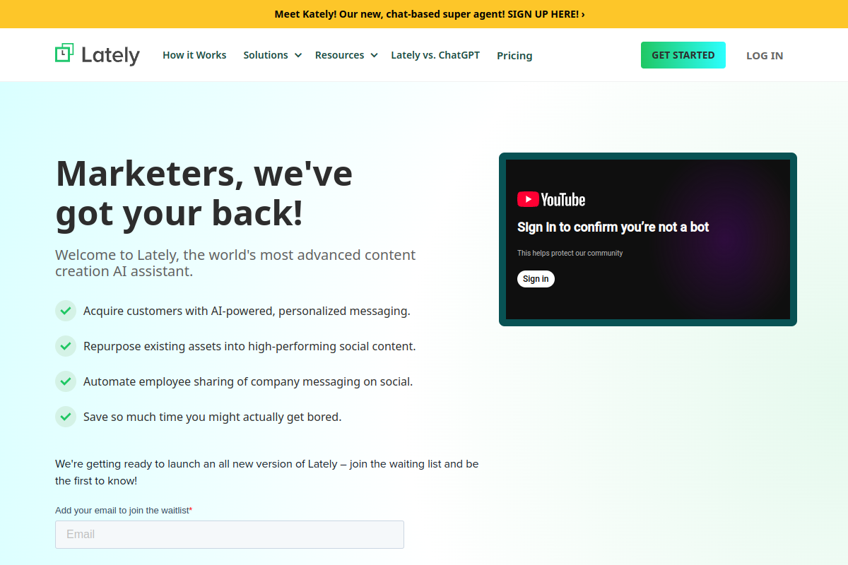 Screenshot of the Lately.ai website