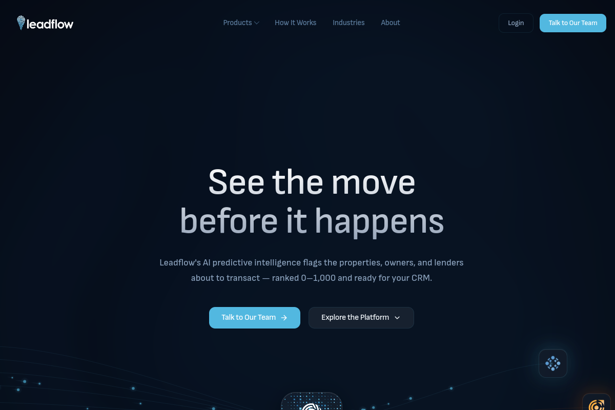 Screenshot of the Leadflow website