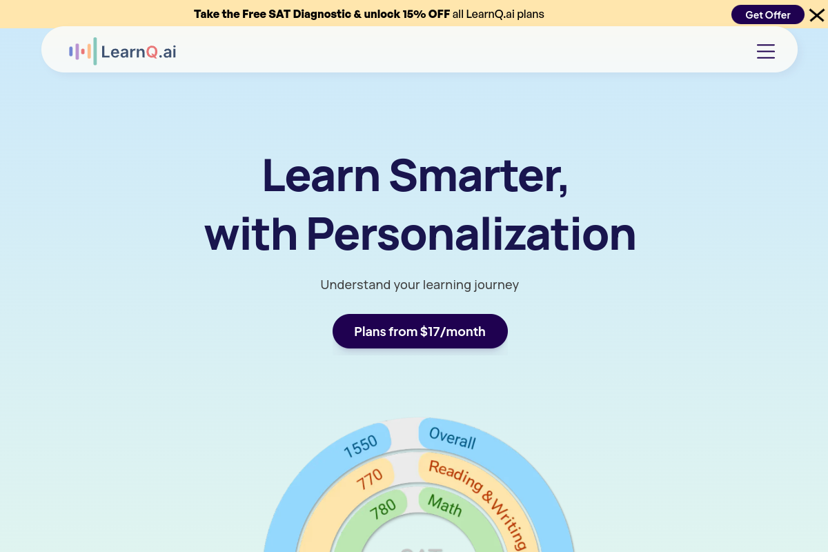 Screenshot of the LearnQ website