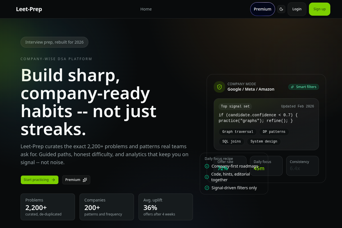 Leet-Prep website preview