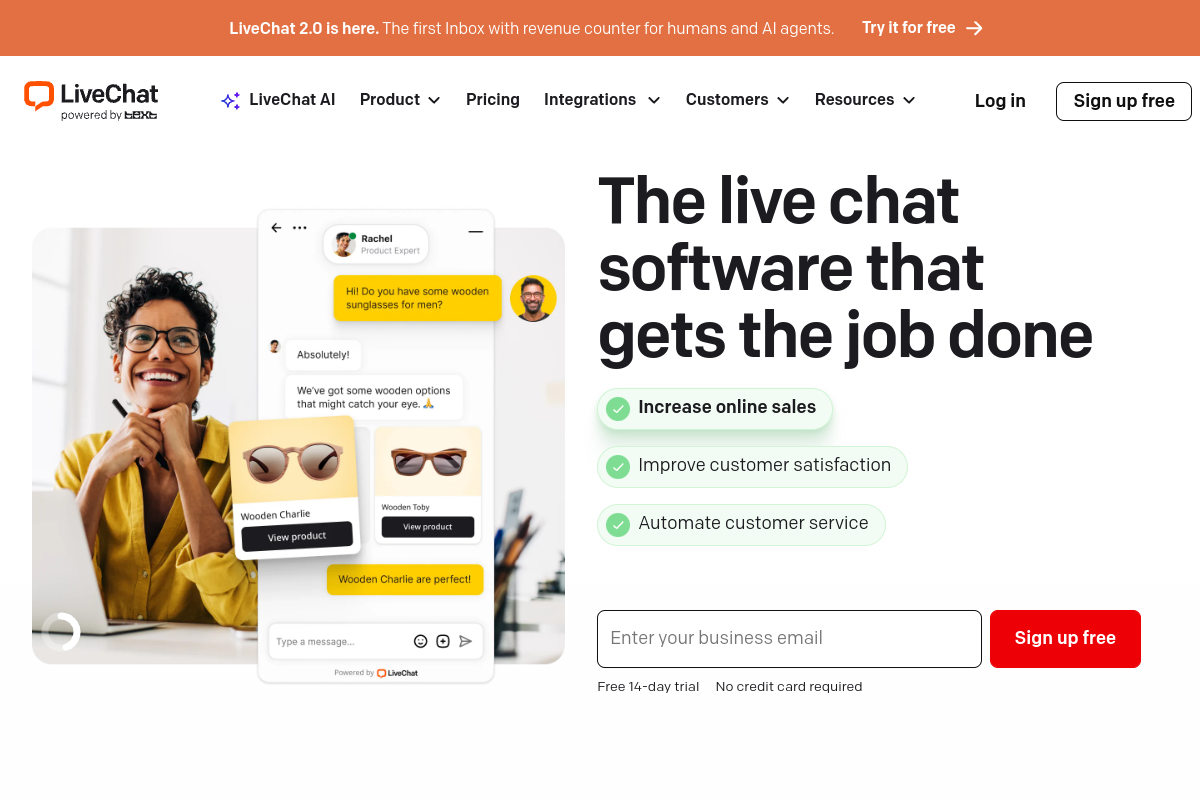 Screenshot of the Chat Summary for LiveChat website