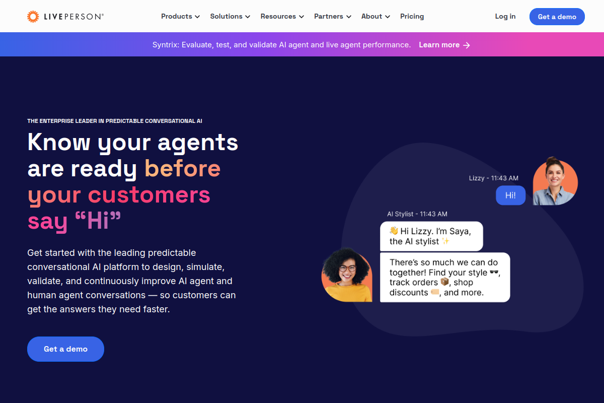Screenshot of the LivePerson website